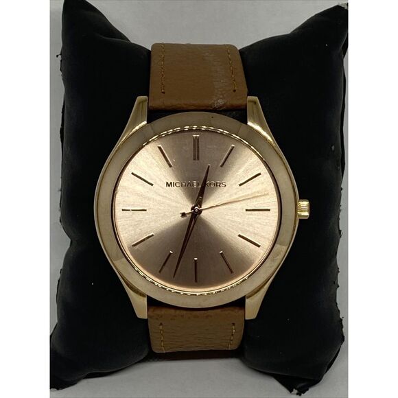 Michael Kors Runway MK3197 Unisex Brown Leather Analog Dial Quartz Watch EY315 - Picture 3 of 12